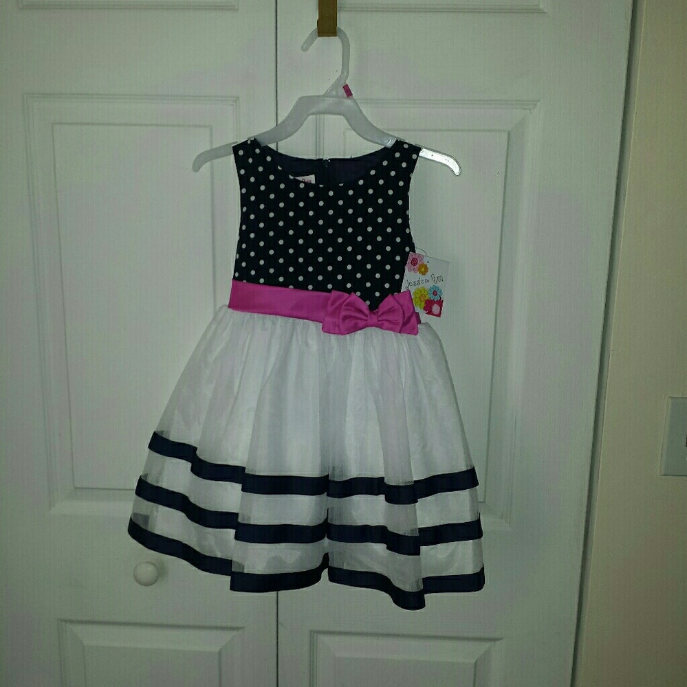 NWT Navy, White & Pink Little Girl's Dress Size 5